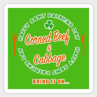 Happy Saint Patricks Day Celebration Corned Beef Cabbage Magnet